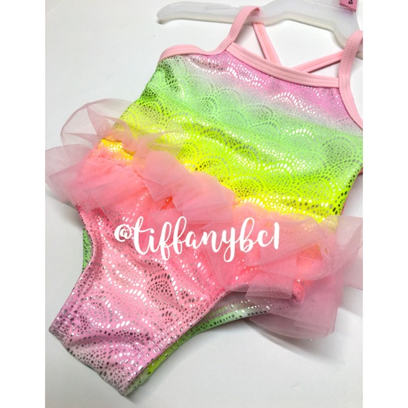 Mermaid Rainbow Tutu Infant Baby Girl Swimsuit - Picture 6 of 10